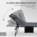 Ergonomic Recliners for Poolside 5-Level Gray Loungers with Reading Hole and Side Stash for - Image 6