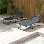 Ergonomic Recliners for Poolside 5-Level Gray Loungers with Reading Hole and Side Stash for - Image 10