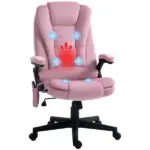 HOMCOM Executive Heated Massage Office Chair, 6 Vibrating Points, Velvet Massage Office Chair, Pink