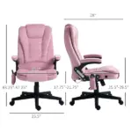 HOMCOM Executive Heated Massage Office Chair, 6 Vibrating Points, Velvet Massage Office Chair, Pink - Image 3