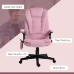 HOMCOM Executive Heated Massage Office Chair, 6 Vibrating Points, Velvet Massage Office Chair, Pink - Image 4