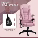 HOMCOM Executive Heated Massage Office Chair, 6 Vibrating Points, Velvet Massage Office Chair, Pink - Image 5