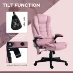 HOMCOM Executive Heated Massage Office Chair, 6 Vibrating Points, Velvet Massage Office Chair, Pink - Image 6