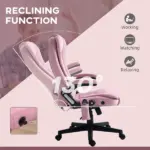 HOMCOM Executive Heated Massage Office Chair, 6 Vibrating Points, Velvet Massage Office Chair, Pink - Image 7