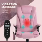 HOMCOM Executive Heated Massage Office Chair, 6 Vibrating Points, Velvet Massage Office Chair, Pink - Image 8