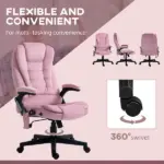 HOMCOM Executive Heated Massage Office Chair, 6 Vibrating Points, Velvet Massage Office Chair, Pink - Image 9