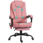 Executive High Back Office Chair with Massage Function Reclining Pink Adjustable - Image 11
