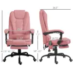 Executive High Back Office Chair with Massage Function Reclining Pink Adjustable - Image 3