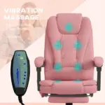 Executive High Back Office Chair with Massage Function Reclining Pink Adjustable - Image 4