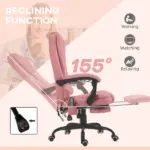 Executive High Back Office Chair with Massage Function Reclining Pink Adjustable - Image 5
