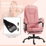 Executive High Back Office Chair with Massage Function Reclining Pink Adjustable - Image 6