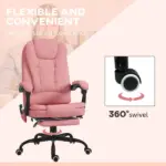 Executive High Back Office Chair with Massage Function Reclining Pink Adjustable - Image 7