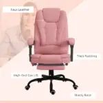 Executive High Back Office Chair with Massage Function Reclining Pink Adjustable - Image 8