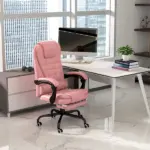 Executive High Back Office Chair with Massage Function Reclining Pink Adjustable - Image 10