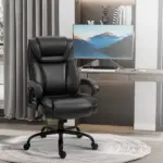 Executive Office Chair Big and Tall 400lbs Wide Seat High Back PU Leather Black - Image 2