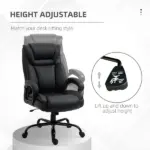 Executive Office Chair Big and Tall 400lbs Wide Seat High Back PU Leather Black - Image 5
