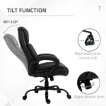 Executive Office Chair Big and Tall 400lbs Wide Seat High Back PU Leather Black - Image 6