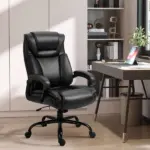 Executive Office Chair Big and Tall 400lbs Wide Seat High Back PU Leather Black - Image 9