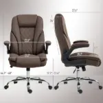 HOMCOM Executive Office Chair, Desk Chair with Flip-up Armrest, Diamond Fabric Computer Chair for Home Office, Dark Brown - Image 3