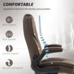 HOMCOM Executive Office Chair, Desk Chair with Flip-up Armrest, Diamond Fabric Computer Chair for Home Office, Dark Brown - Image 4