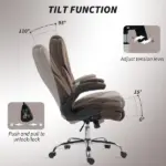 HOMCOM Executive Office Chair, Desk Chair with Flip-up Armrest, Diamond Fabric Computer Chair for Home Office, Dark Brown - Image 6