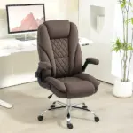HOMCOM Executive Office Chair, Desk Chair with Flip-up Armrest, Diamond Fabric Computer Chair for Home Office, Dark Brown - Image 10