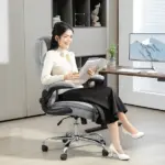 Executive Office Chair, Desk Chair with Flip-up Armrest, Diamond Fabric Computer Chair for Home Office, Gray - Image 2