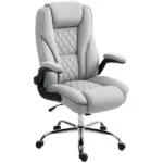 Executive Office Chair, Desk Chair with Flip-up Armrest, Diamond Fabric Computer Chair for Home Office, Gray