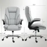 Executive Office Chair, Desk Chair with Flip-up Armrest, Diamond Fabric Computer Chair for Home Office, Gray - Image 3