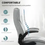 Executive Office Chair, Desk Chair with Flip-up Armrest, Diamond Fabric Computer Chair for Home Office, Gray - Image 4