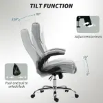 Executive Office Chair, Desk Chair with Flip-up Armrest, Diamond Fabric Computer Chair for Home Office, Gray - Image 6