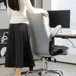 Executive Office Chair, Desk Chair with Flip-up Armrest, Diamond Fabric Computer Chair for Home Office, Gray - Image 8