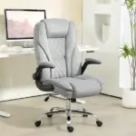 Executive Office Chair, Desk Chair with Flip-up Armrest, Diamond Fabric Computer Chair for Home Office, Gray - Image 10