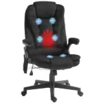 HOMCOM Executive Vibrating Massage Office Chair with Heat, 6 Point, Velvet High Back, Black