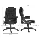 HOMCOM Executive Vibrating Massage Office Chair with Heat, 6 Point, Velvet High Back, Black - Image 3