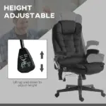 HOMCOM Executive Vibrating Massage Office Chair with Heat, 6 Point, Velvet High Back, Black - Image 4