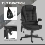 HOMCOM Executive Vibrating Massage Office Chair with Heat, 6 Point, Velvet High Back, Black - Image 5