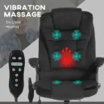 HOMCOM Executive Vibrating Massage Office Chair with Heat, 6 Point, Velvet High Back, Black - Image 7