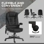 HOMCOM Executive Vibrating Massage Office Chair with Heat, 6 Point, Velvet High Back, Black - Image 8