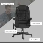 HOMCOM Executive Vibrating Massage Office Chair with Heat, 6 Point, Velvet High Back, Black - Image 9