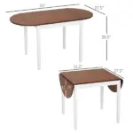 HOMCOM Extendable Round Dining Table with Drop Leaf 55 Inch Brown Top and White Legs - Image 3