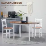 HOMCOM Extendable Round Dining Table with Drop Leaf 55 Inch Brown Top and White Legs - Image 4