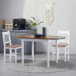 HOMCOM Extendable Round Dining Table with Drop Leaf 55 Inch Brown Top and White Legs - Image 10