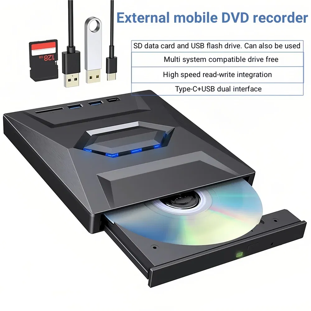 USB 3.0 External CD DVD Drive Writer Burner for Windows PC and Laptop