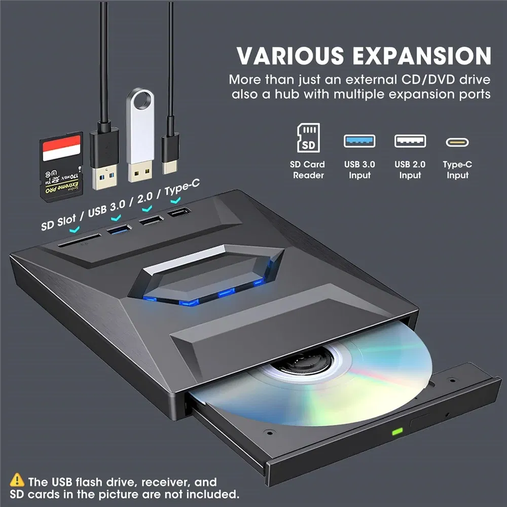 USB 3.0 External CD DVD Drive Writer Burner for Windows PC and Laptop