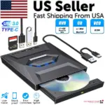 USB 3.0 External CD DVD Drive Writer Burner for Windows PC and Laptop