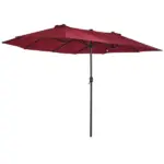 Outsunny Extra Large 15 Ft Patio Umbrella, Double-Sided Outdoor Market Umbrella with Crank Handle for Deck, Lawn, Backyard and Pool, Wine Red - Image 11