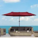 Outsunny Extra Large 15 Ft Patio Umbrella, Double-Sided Outdoor Market Umbrella with Crank Handle for Deck, Lawn, Backyard and Pool, Wine Red - Image 10