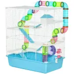 PawHut Extra Large 23" Hamster Cage with Tubes, Tunnels, Carry Handles, 5-Tier, Light Blue - Image 12