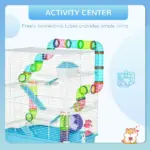 PawHut Extra Large 23" Hamster Cage with Tubes, Tunnels, Carry Handles, 5-Tier, Light Blue - Image 4